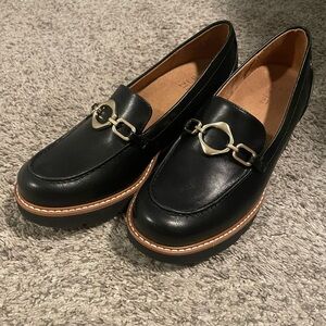 Naturalizer Black Loafers with Gold Detail